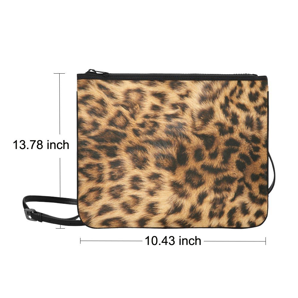Leopard Fur Printing Nylon Slim Clutch Bag 10.43"(L) x 13.78" (H)