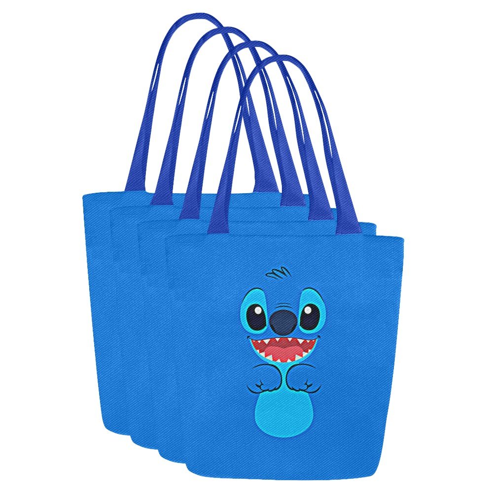 Set of FOUR Stitch Canvas Tote Bag Two Sides Printing