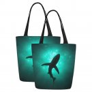 Set of TWO Shark Silhouette Canvas Tote Bag Two Sides Printing