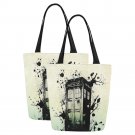 Set of TWO Splashed Tardis Police Box Canvas Tote Bag Two Sides Printing