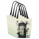 Set of FOUR Splashed Tardis Police Box Canvas Tote Bag Two Sides Printing