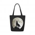 Wolf Silhouette and the Moon Canvas Tote Bag Two Sides Printing