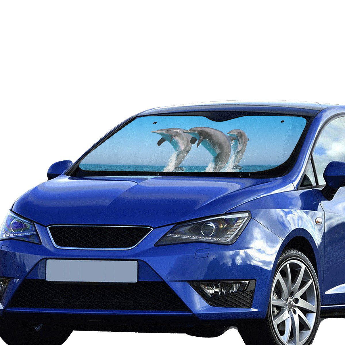 Dolphins Jumping on the Ocean Car Auto Sun Shade Windshield 55" x 29.53"