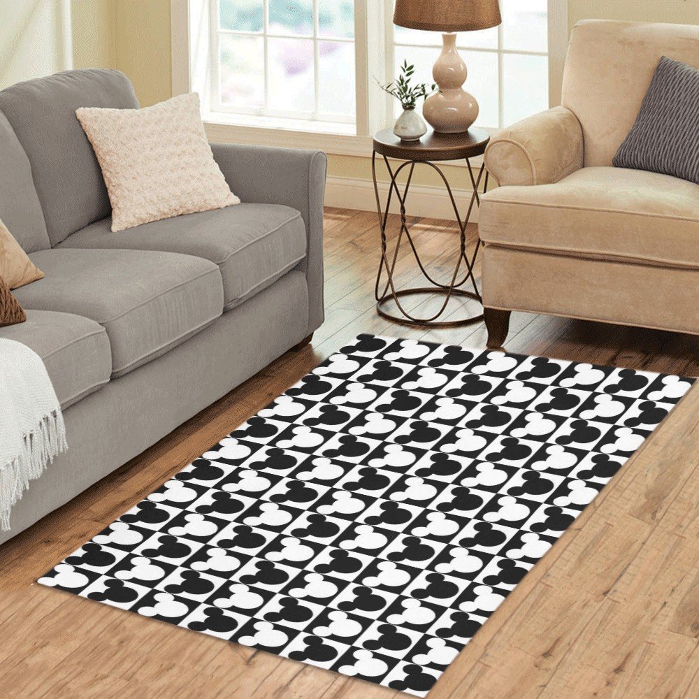 Mickey Black and White Area Rug size 60"x 39"
