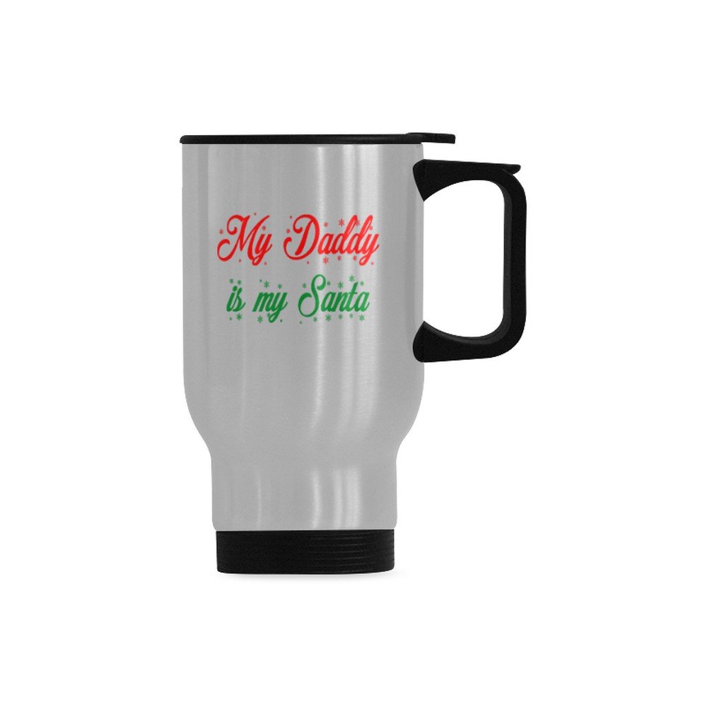 My Daddy is My Santa Travel Mug - Christmas Father Daddy Dad Gift (Silver, 14 OZ)