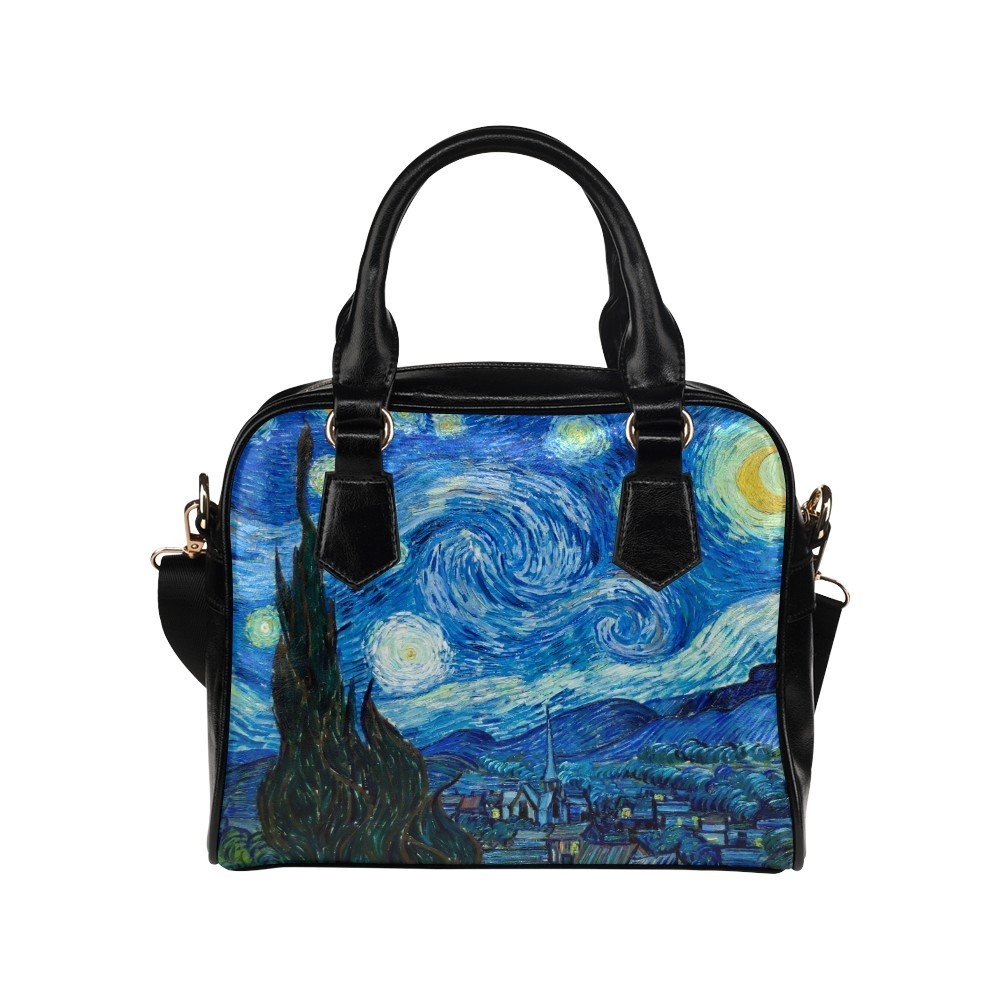 Starry Night Van Gogh PU Leather Shoulder Handbag Bag