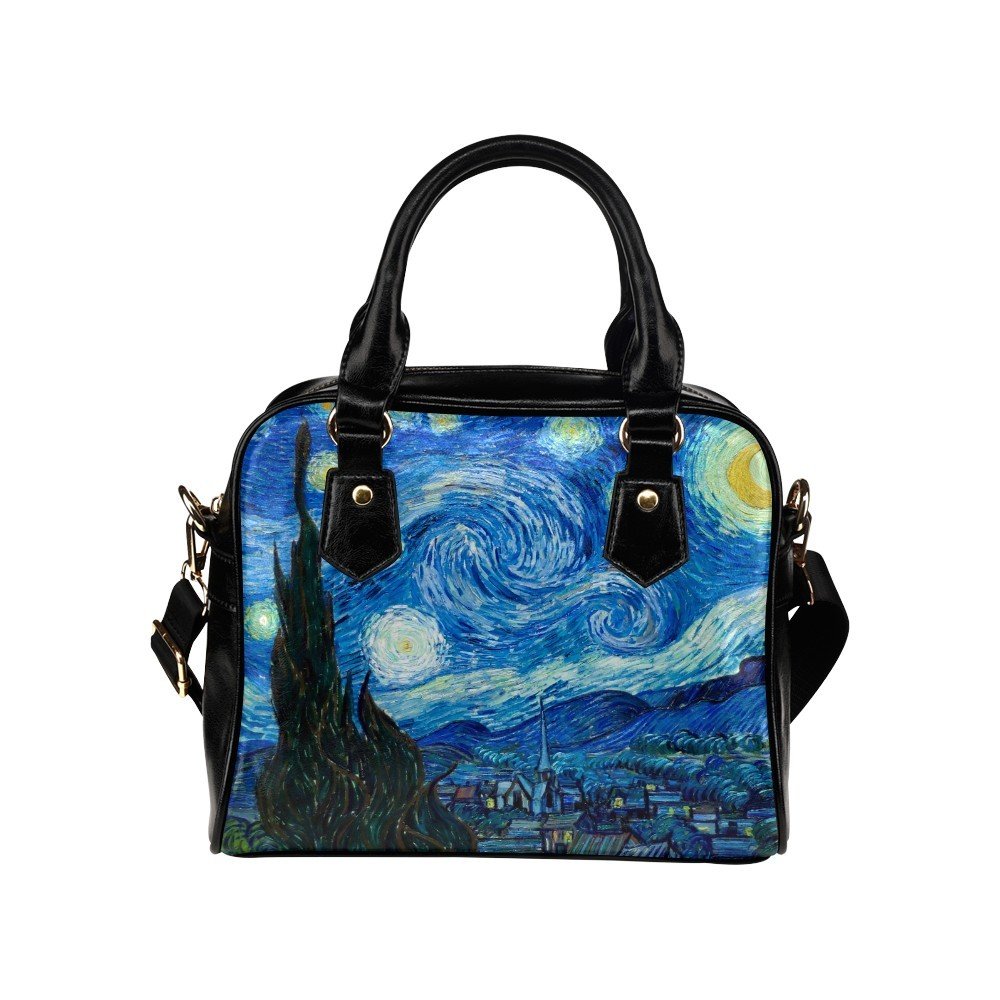 Starry Night Van Gogh PU Leather Shoulder Handbag Bag