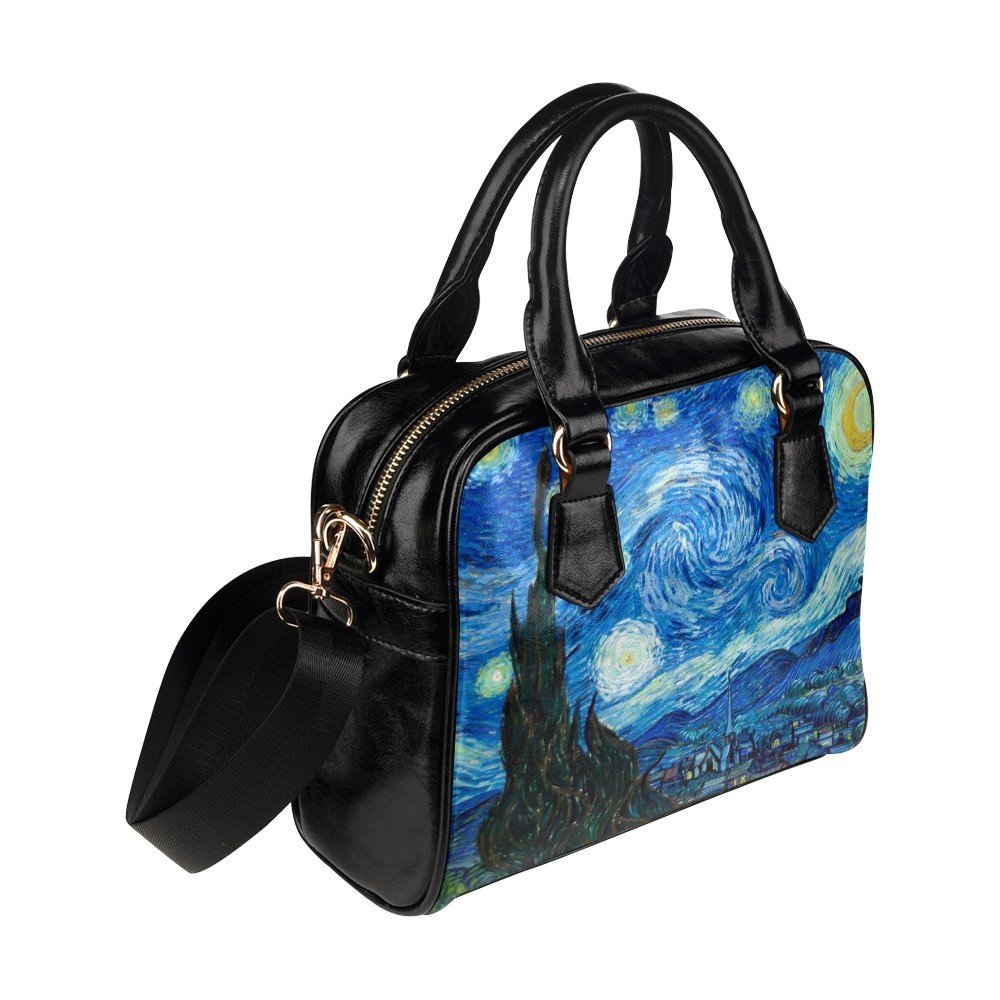 Starry Night Van Gogh PU Leather Shoulder Handbag Bag