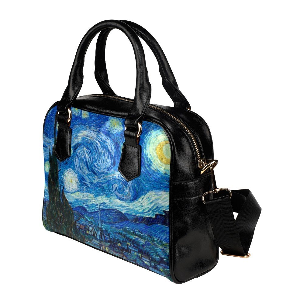 Starry Night Van Gogh PU Leather Shoulder Handbag Bag