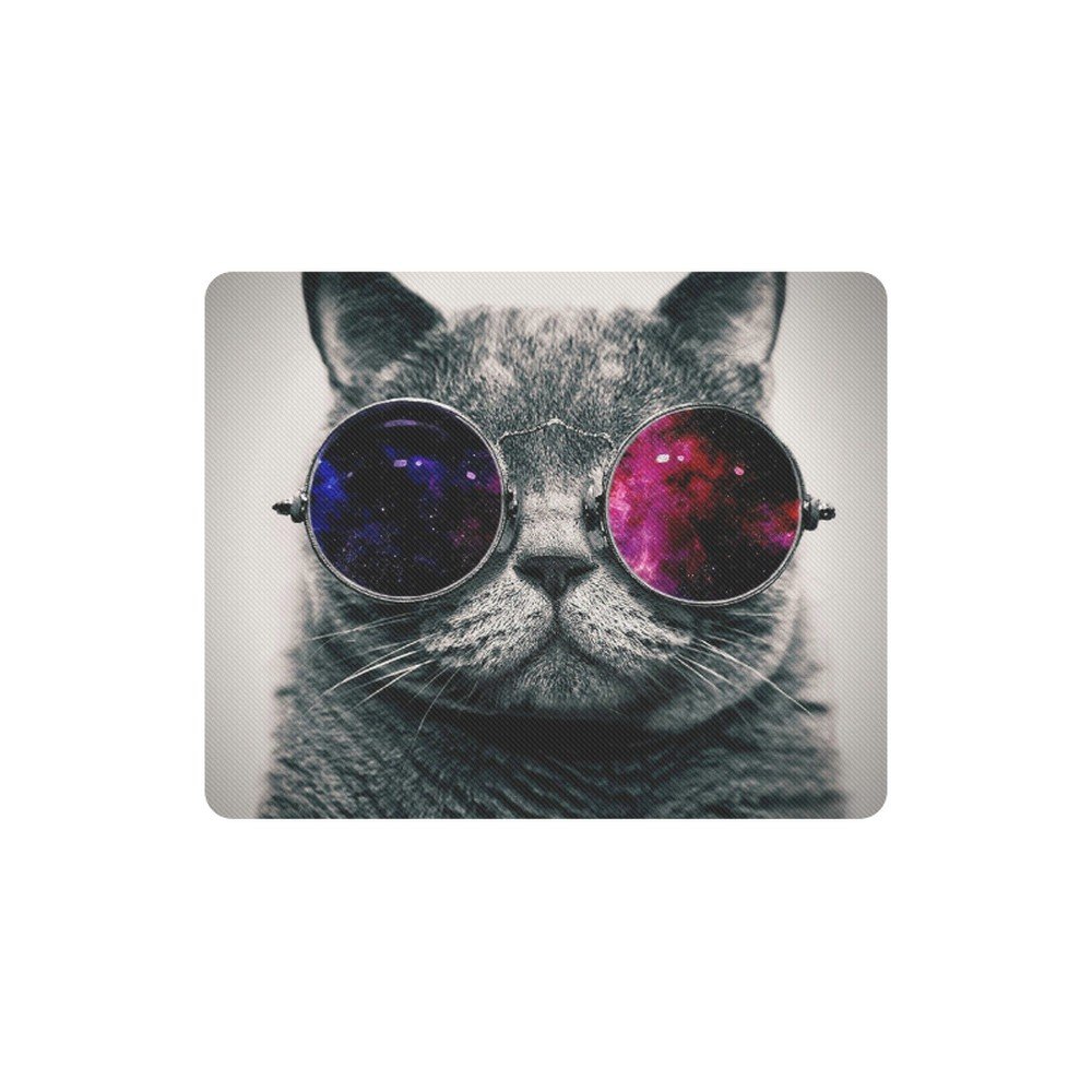 Steampunk Galaxy Glasses Cat Rectangle Mousepad Non Slip Neoprene