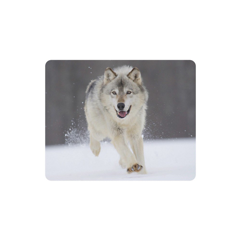 Wolf Running at Snow Rectangle Mousepad Non Slip Neoprene