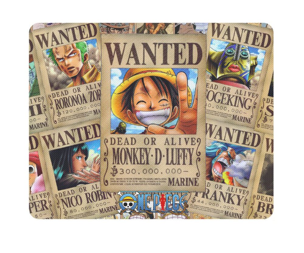 Monkey D. Luffy Wanted Dead or Alive Rectangle Mousepad Non Slip Neoprene