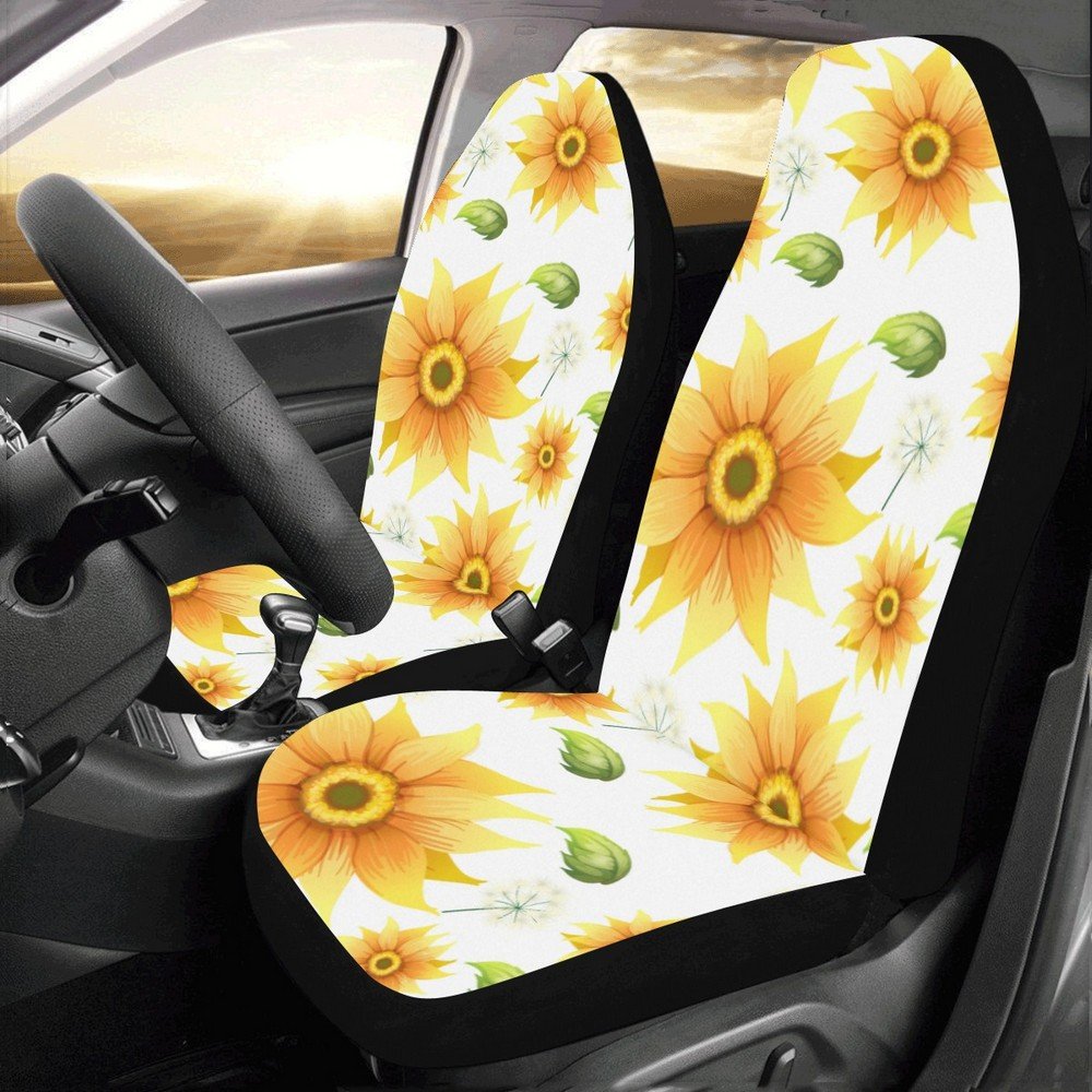 Sunflower and Dandelion Flower Floral Car Seat Covers (Set of 2)