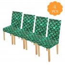 Green Mermaid Scales Chair Cover Pack of 4 pcs
