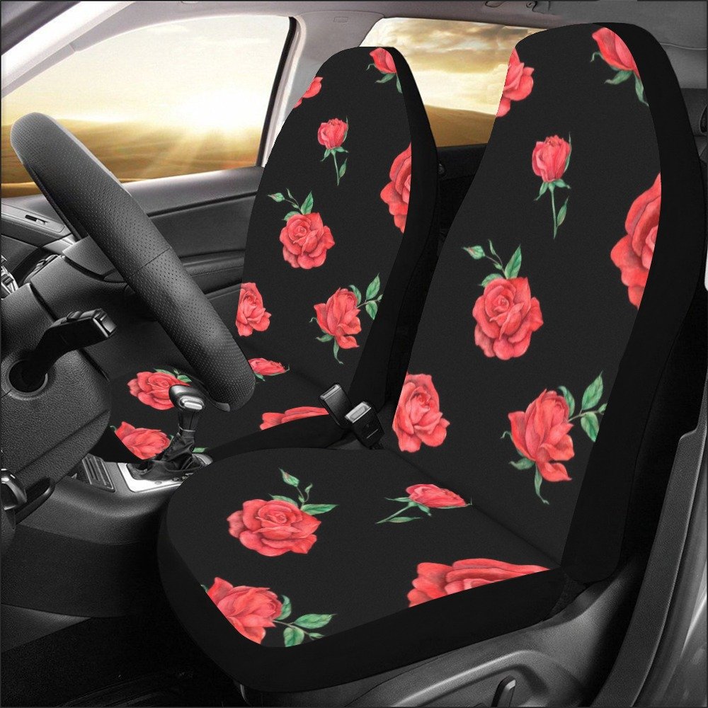 Rose Flower Black Background Car Seat Covers (Set of 2)