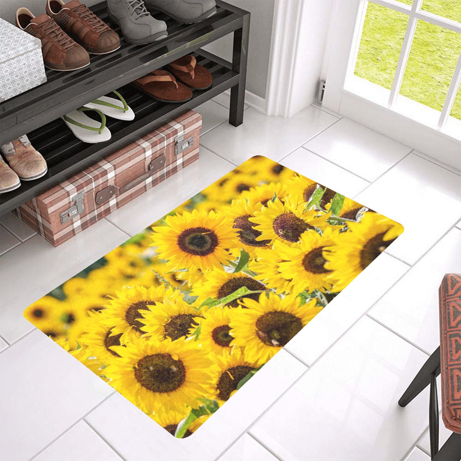 Sunflower Floral Flower Doormat (Rubber)