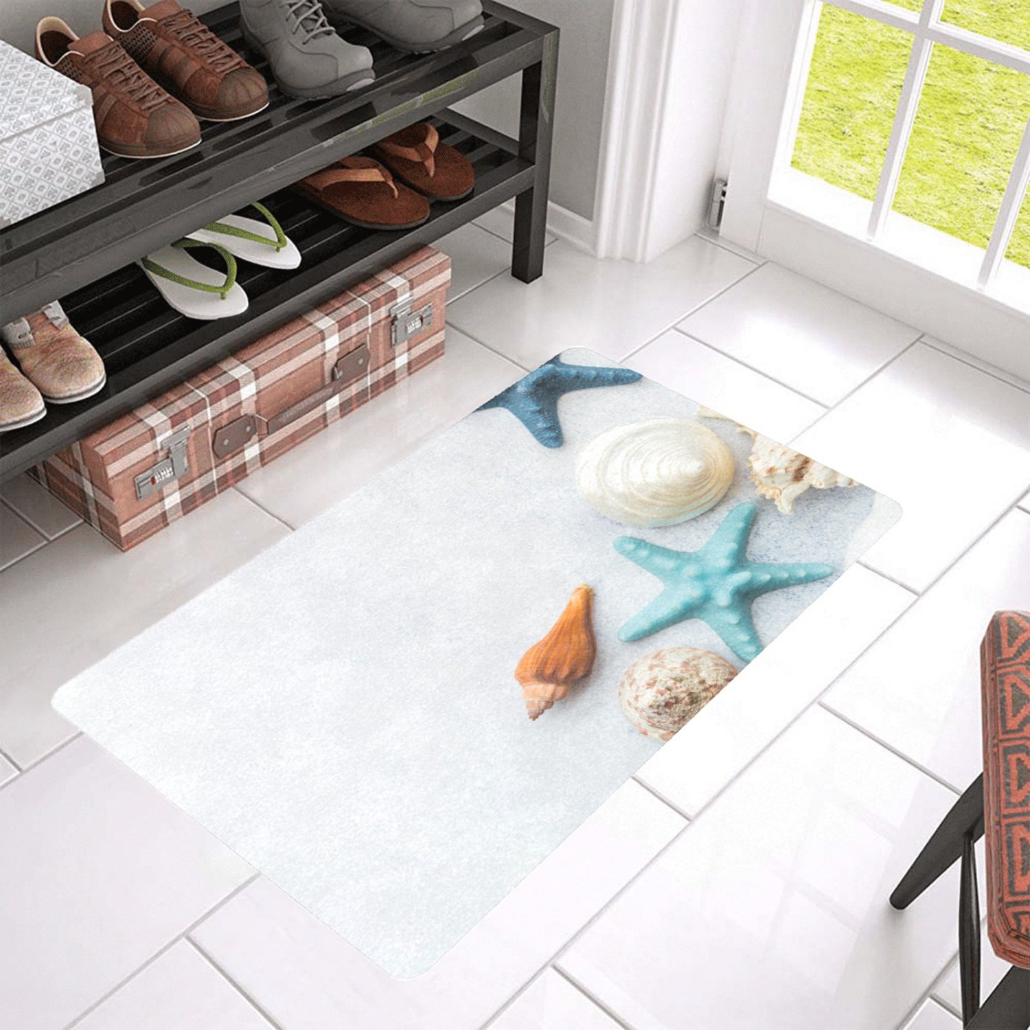 Beach Sand with Shells and Starfish Doormat (Rubber)