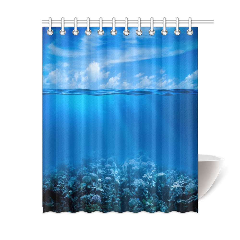 Blue Sky Ocean Coral Back Drop Shower Curtain
