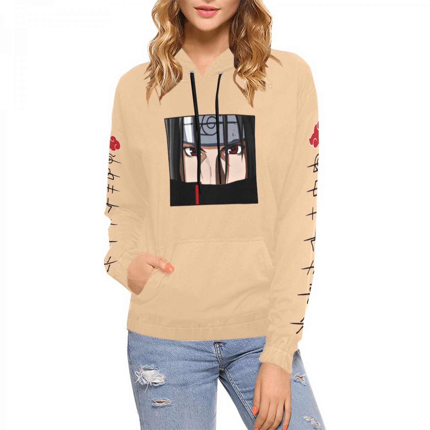 USA Size Women's ORANGE PASTEL Itachi Uchiha Anime All Over Print Hoodie