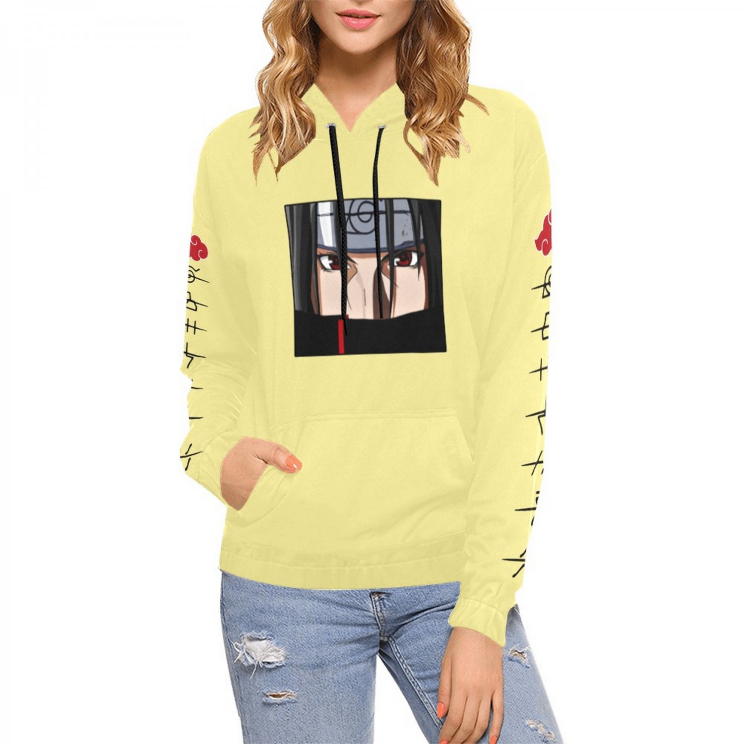 USA Size Women's YELLOW PASTEL Itachi Uchiha Anime All Over Print Hoodie