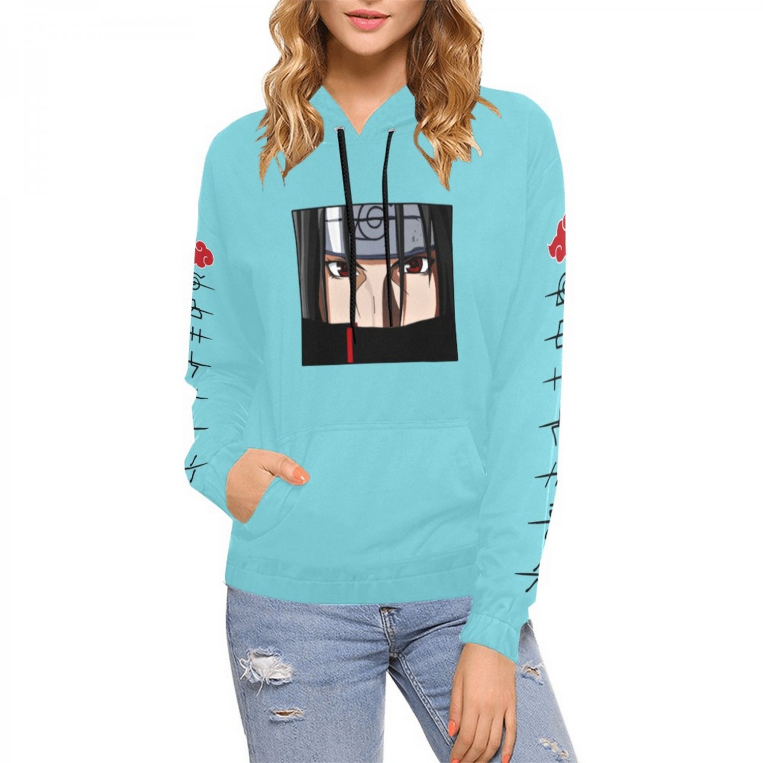 USA Size Women's CYAN Itachi Uchiha Anime All Over Print Hoodie