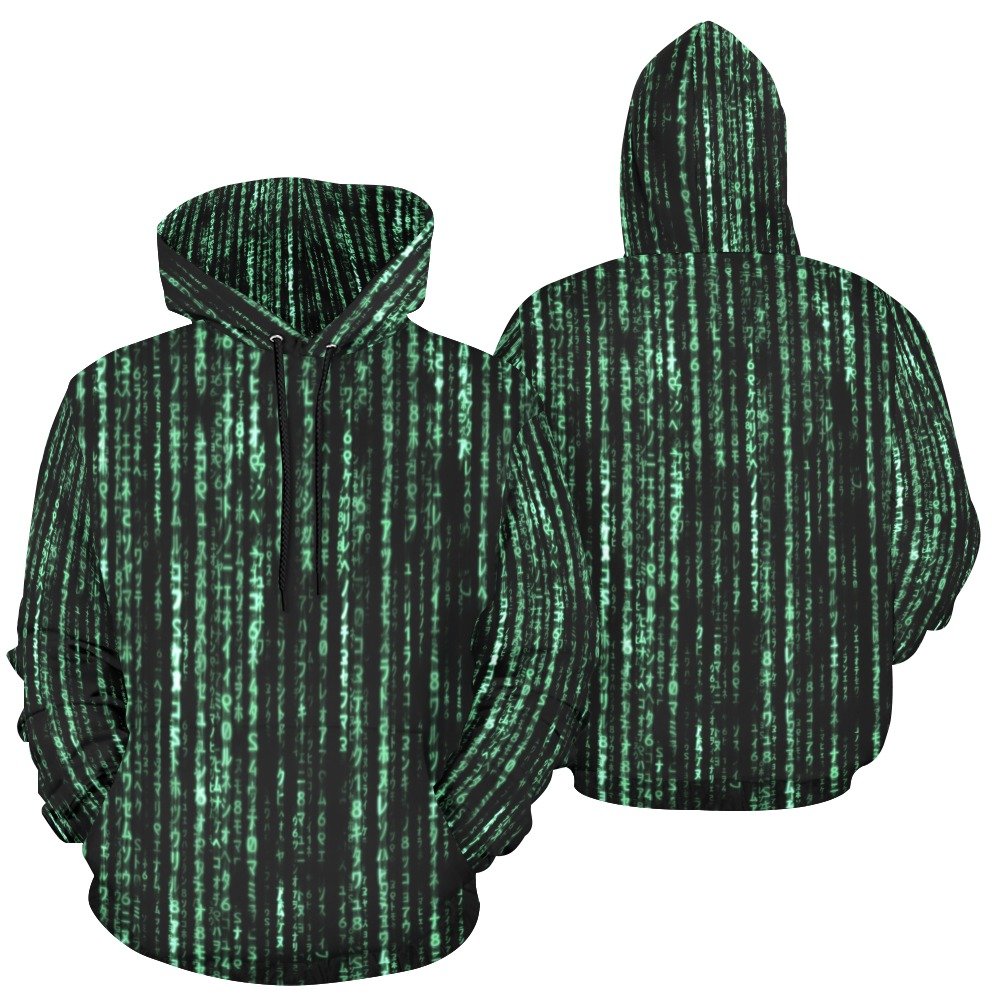 USA Size Matrix Raining Code Men's Full Print Hoodie