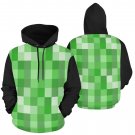 USA Size Green Pixel Squares Game Lover Sleeve Hood Black Men's Full Print Hoodie