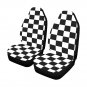 Checkered Black White Racing Pattern Car Seat Covers (Set of 2)