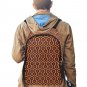 Brown Hotel Hexagon Geometric Pattern Unisex Casual School Backpack with Side Mesh Pockets