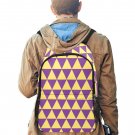 Jojo Anime Triangles Yellow Purple School Backpack with Side Mesh Pockets