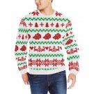 Men 's White Anime Cloud Ugly Christmas Rib Cuff Crewneck Sweatshirt