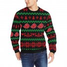 Men 's Black Anime Cloud Ugly Christmas Rib Cuff Crewneck Sweatshirt