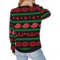 Women's Black Anime Cloud Ugly Christmas Rib Cuff Crewneck Sweatshirt
