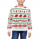 Kids' White Anime Cloud Ugly Christmas Rib Cuff Crewneck Sweatshirt