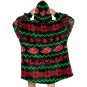Women's Black Anime Cloud Ugly Christmas Blanket Hoodie