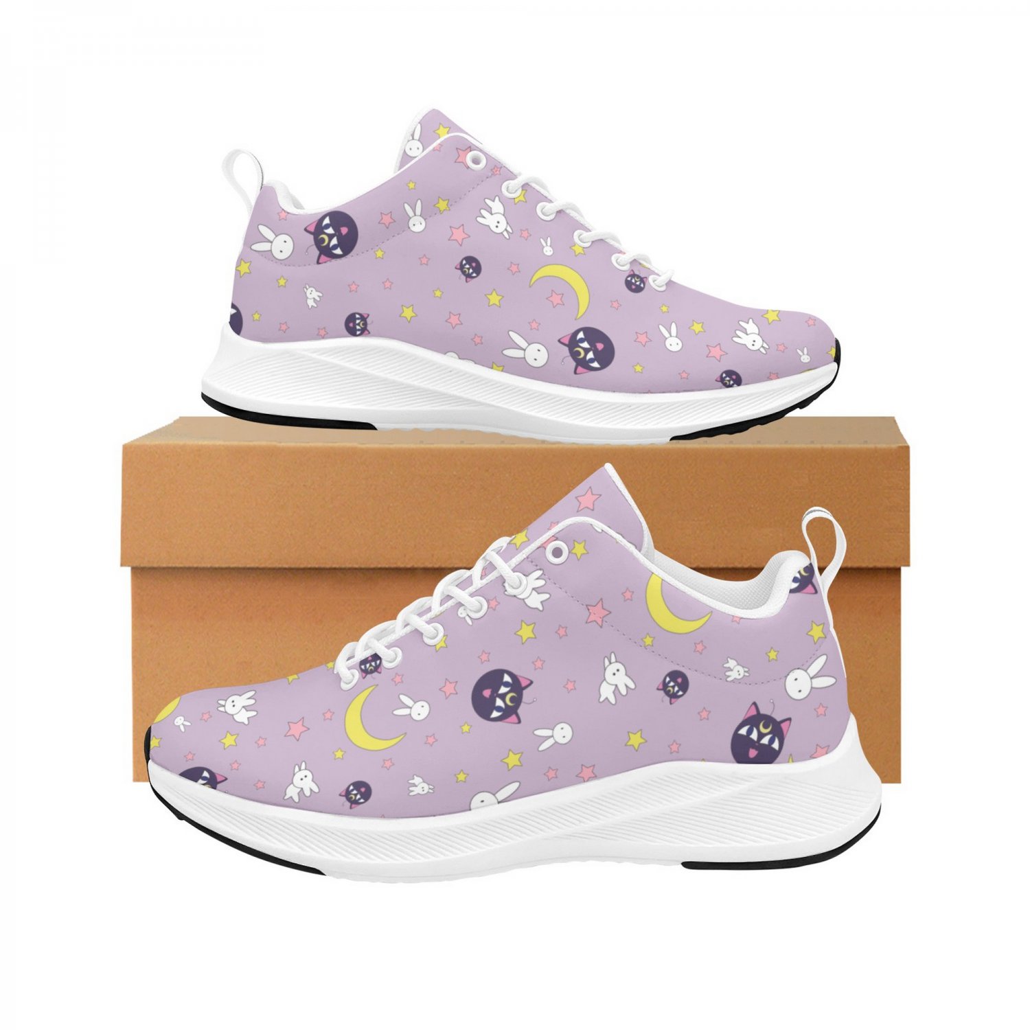 Women's Purple Luna Cat Bunny Star Moon Kawaii Anime Alpha Running Shoes