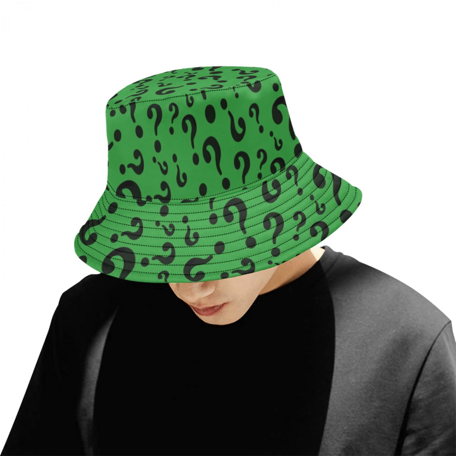 Riddler Green Questions Unisex Summer Single-Layer Bucket Hat