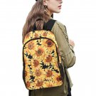 Sunflower Flower Floral Watercolor School Backpack with Side Mesh Pockets