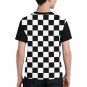 US SIZE Unisex Big Kids' Wednesday Theme Checkered Black White Full Print T-Shirt Tee