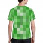 US SIZE Unisex Big Kids' Green Pixel Gamers Theme Full Print T-Shirt Tee