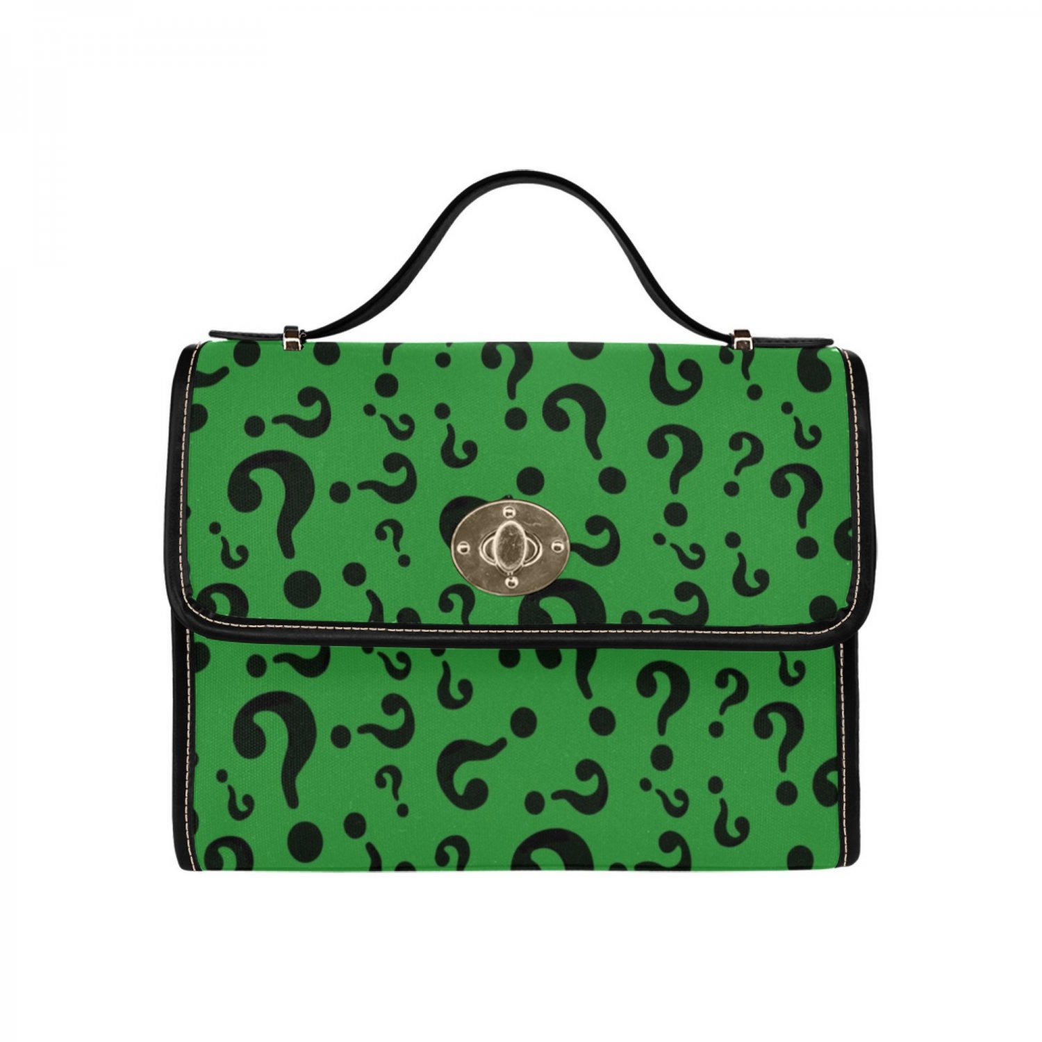 Riddler Green Questions All Over Print Waterproof Canvas Bag Laptop Briefcase