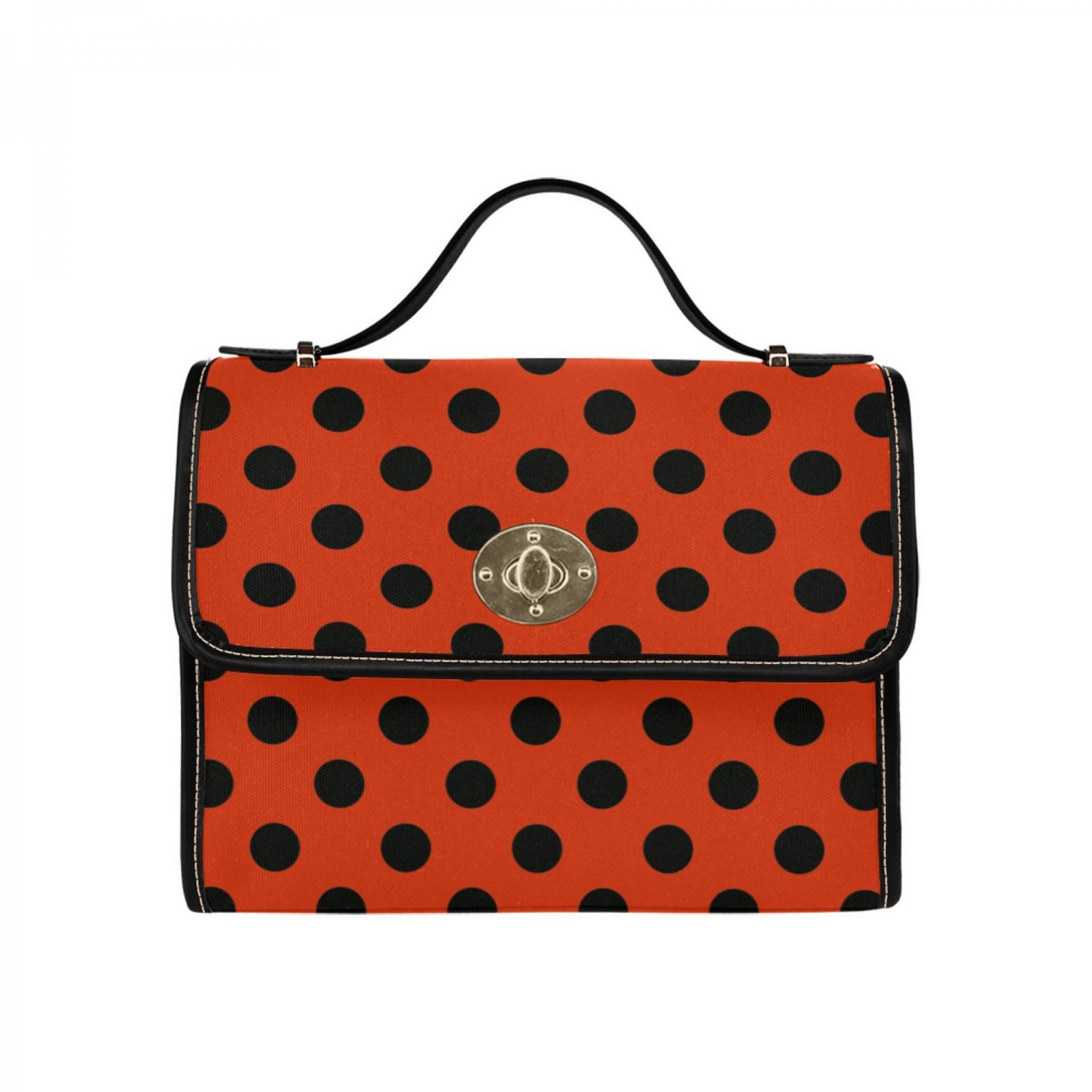 Lady Bug Red Black Polkadot All Over Print Waterproof Canvas Bag Laptop Briefcase