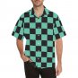 Demon Checkered Black Green Anime Men's All Over Print Hawaiian Shirt