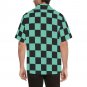 Demon Checkered Black Green Anime Men's All Over Print Hawaiian Shirt