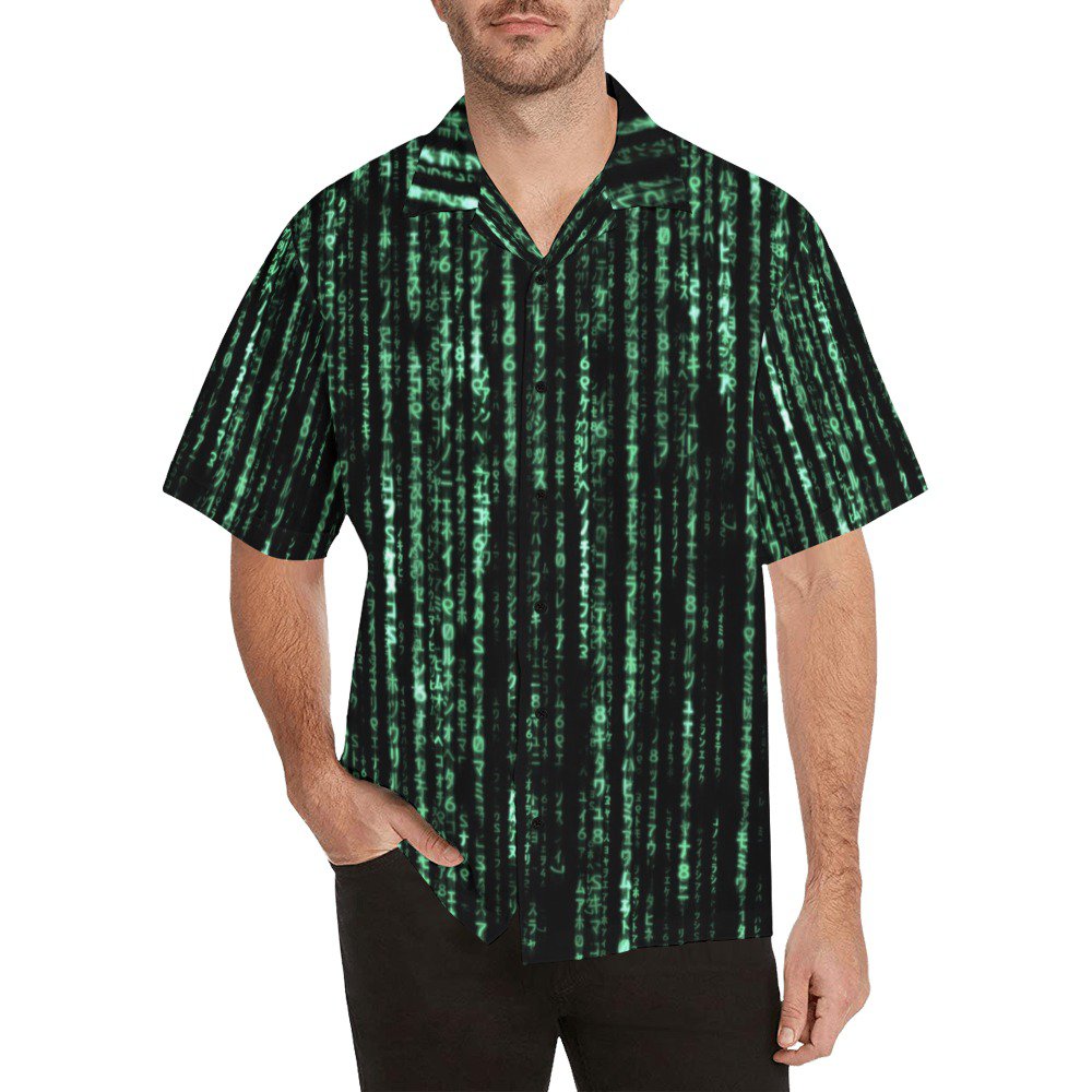 Matrix Raining Code Men's All Over Print Hawaiian Shirt