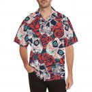 Red Roses and Skull Halloween Men's All Over Print Hawaiian Shirt