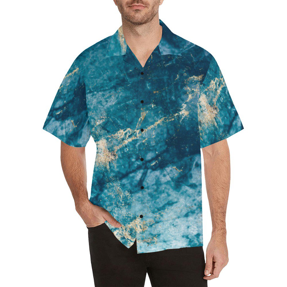 Blue Marble Men's All Over Print Hawaiian Shirt