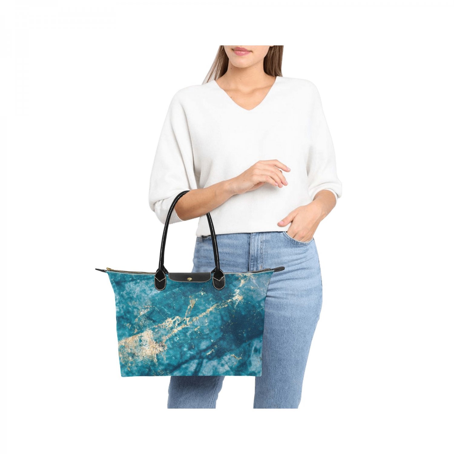 Blue Gold Marble Women's Classic Handbag