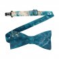 Blue Gold Marble Adjustable Bowtie