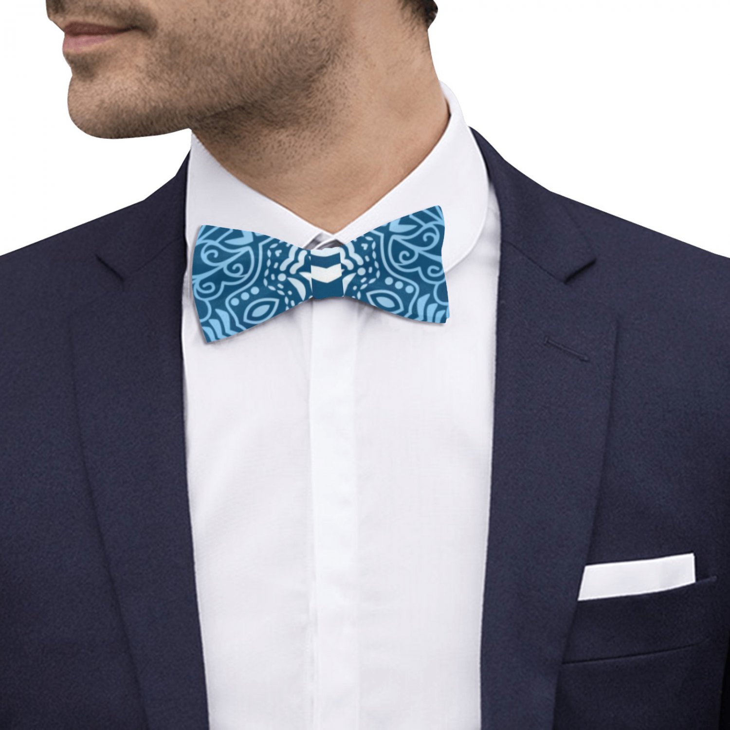 Ornamental Blue Adjustable Bowtie